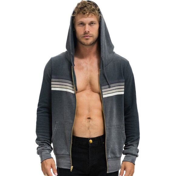 AVIATOR NATION 5 STRIPE HOODIE - FADED SMOKE SIze XS - Picture 6 of 7